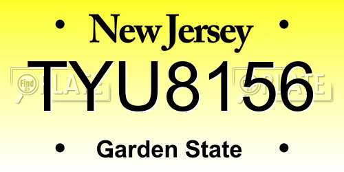 TYU8156 New Jersey License Plate