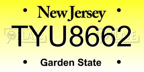 TYU8662 New Jersey License Plate