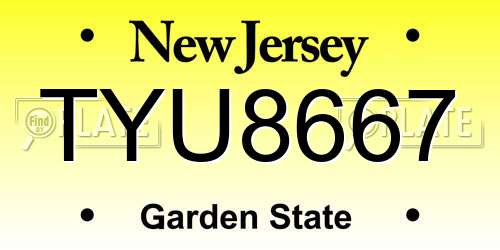 TYU8667 New Jersey License Plate