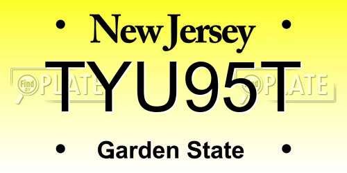 TYU95T New Jersey License Plate