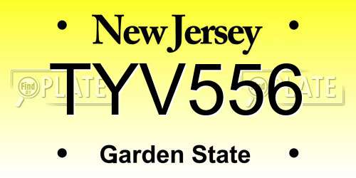 TYV556 New Jersey License Plate