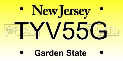 TYV55G New Jersey License Plate