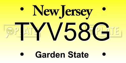 TYV58G New Jersey License Plate