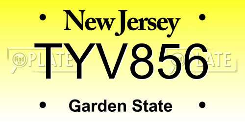 TYV856 New Jersey License Plate