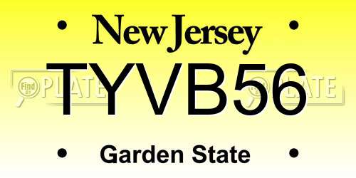 TYVB56 New Jersey License Plate