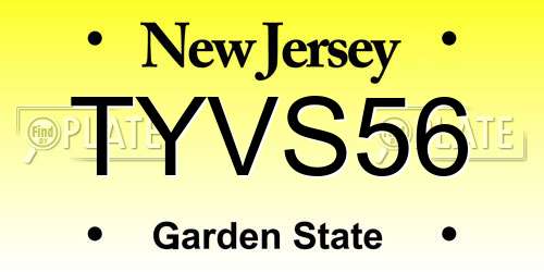 TYVS56 New Jersey License Plate