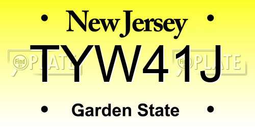 TYW41J New Jersey License Plate