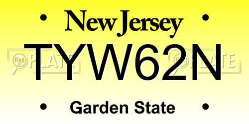 TYW62N New Jersey License Plate