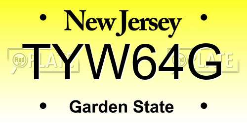 TYW64G New Jersey License Plate