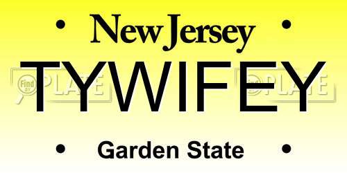 TYWIFEY New Jersey License Plate