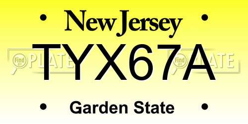 TYX67A New Jersey License Plate
