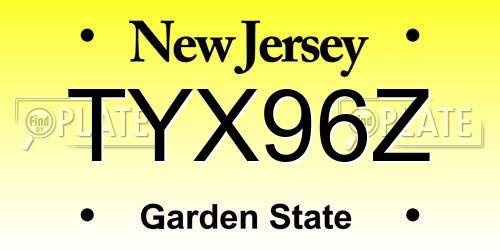 TYX96Z New Jersey License Plate
