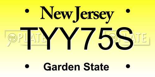 TYY75S New Jersey License Plate