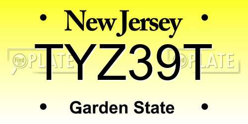 TYZ39T New Jersey License Plate