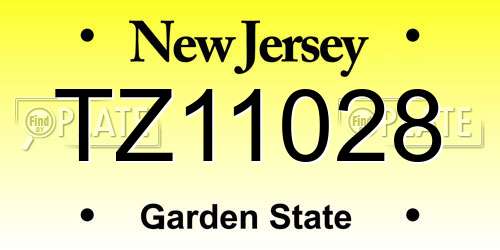TZ11028 New Jersey License Plate