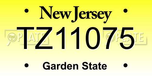 TZ11075 New Jersey License Plate