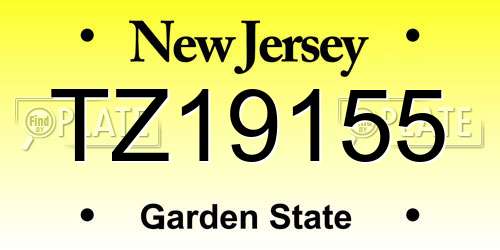 TZ19155 New Jersey License Plate