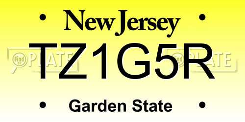 TZ1G5R New Jersey License Plate