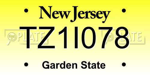 TZ1I078 New Jersey License Plate