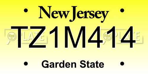 TZ1M414 New Jersey License Plate