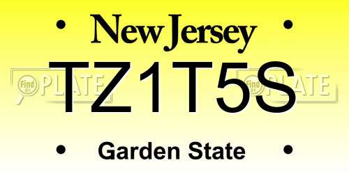 TZ1T5S New Jersey License Plate