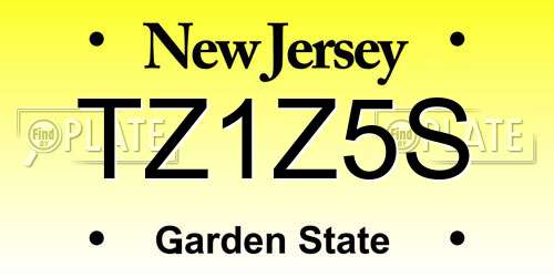 TZ1Z5S New Jersey License Plate
