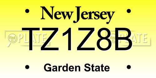 TZ1Z8B New Jersey License Plate
