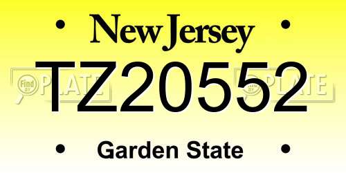 TZ20552 New Jersey License Plate