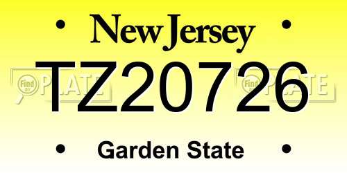TZ20726 New Jersey License Plate