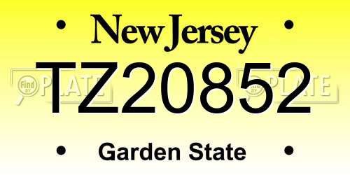 TZ20852 New Jersey License Plate