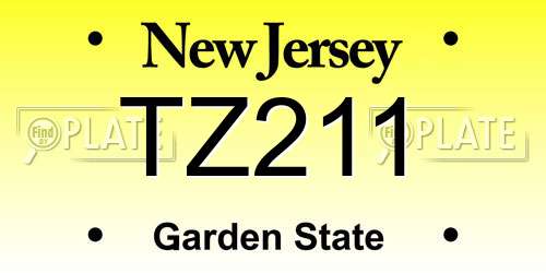 TZ211 New Jersey License Plate