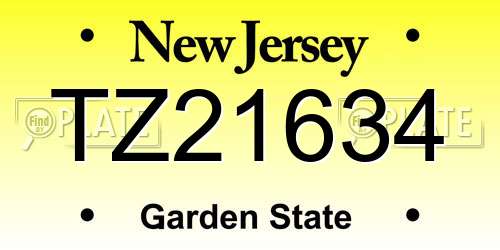 TZ21634 New Jersey License Plate