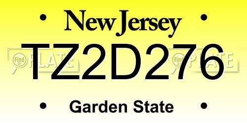 TZ2D276 New Jersey License Plate