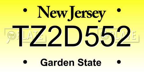 TZ2D552 New Jersey License Plate