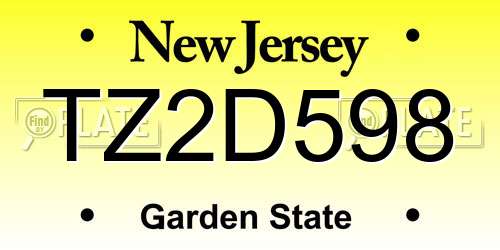 TZ2D598 New Jersey License Plate