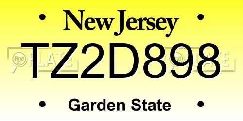 TZ2D898 New Jersey License Plate