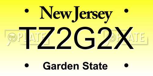 TZ2G2X New Jersey License Plate