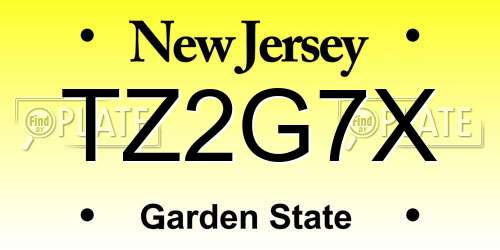 TZ2G7X New Jersey License Plate