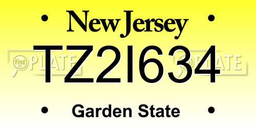 TZ2I634 New Jersey License Plate
