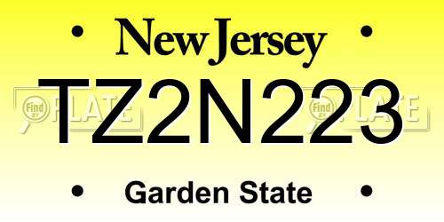 TZ2N223 New Jersey License Plate
