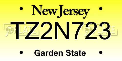 TZ2N723 New Jersey License Plate