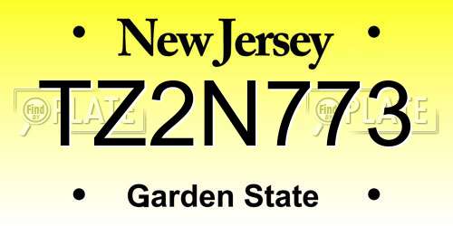 TZ2N773 New Jersey License Plate