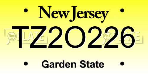 TZ2O226 New Jersey License Plate