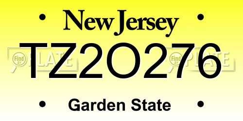 TZ2O276 New Jersey License Plate