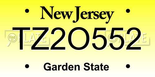 TZ2O552 New Jersey License Plate