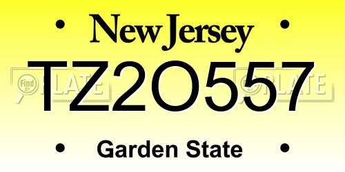 TZ2O557 New Jersey License Plate