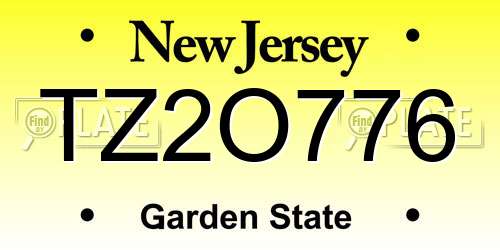 TZ2O776 New Jersey License Plate