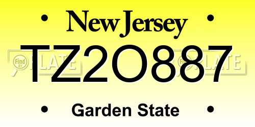 TZ2O887 New Jersey License Plate