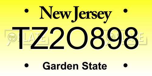 TZ2O898 New Jersey License Plate