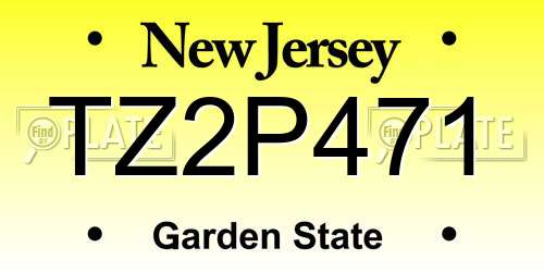 TZ2P471 New Jersey License Plate